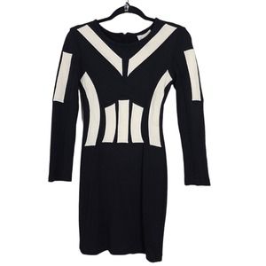 Sea New York Womens Dress Black White Wool Knit Bodycon Illusion Panel Size XS